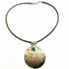
									choker silver 925 .mother pearl.leather with silver clasp.