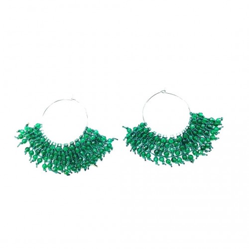 Knitted earrings with Green Achati